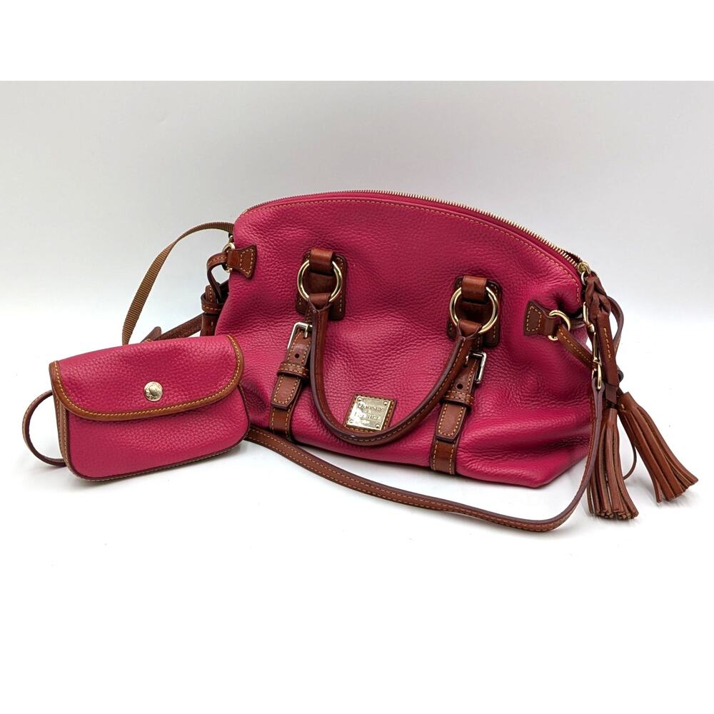 Dooney & Bourke 2 Tone Red Leather Satchel Purse Florentine Bristol Pebble